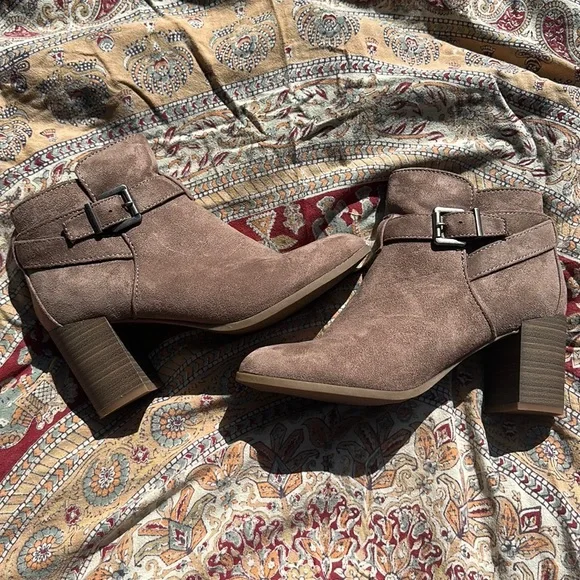 Merona Shoes Merona Ankle Booties Side Zip With Buckle Accent